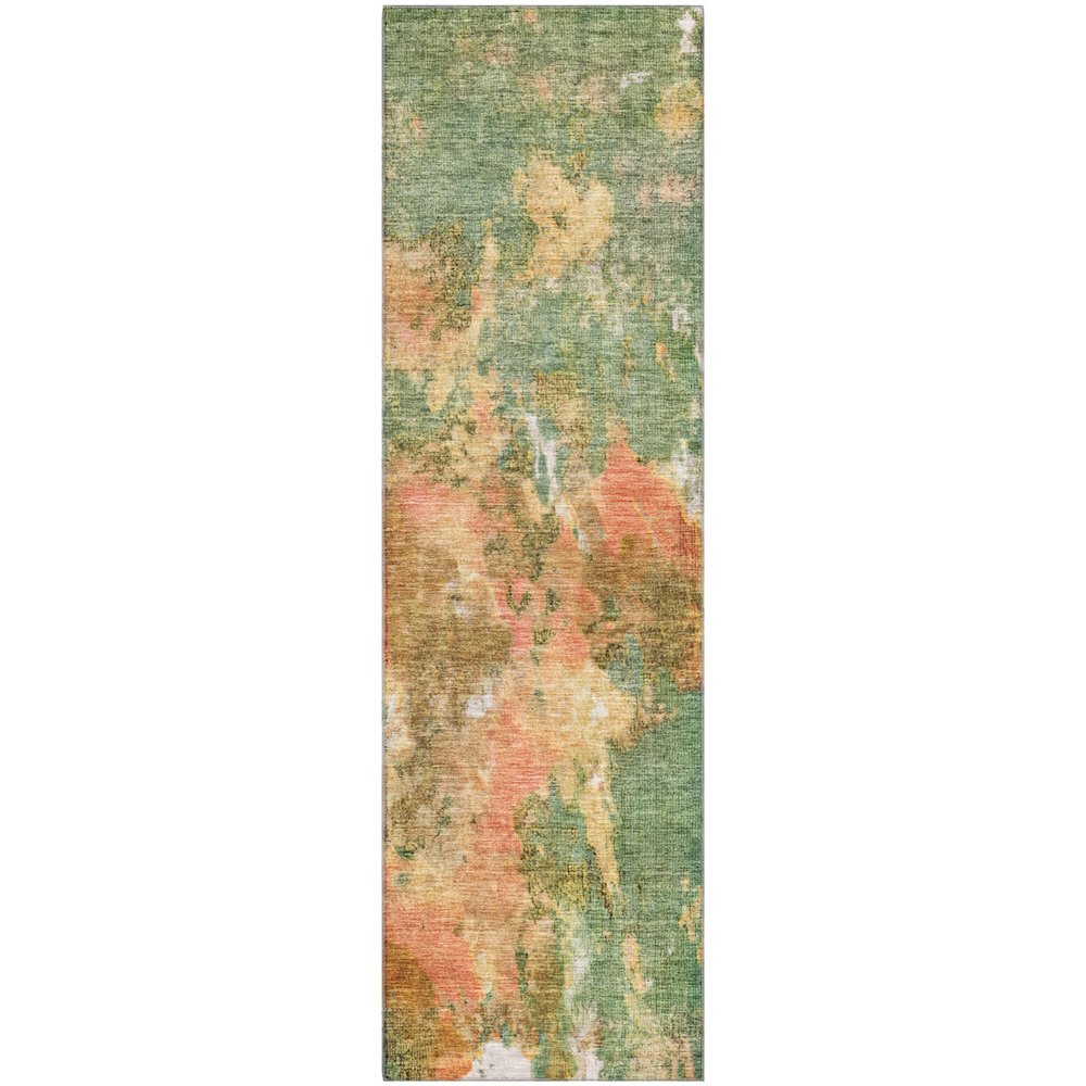 Premium Machine Washable Mayfield AMF1756 Green 2'3" x 7'6" Runner Rug