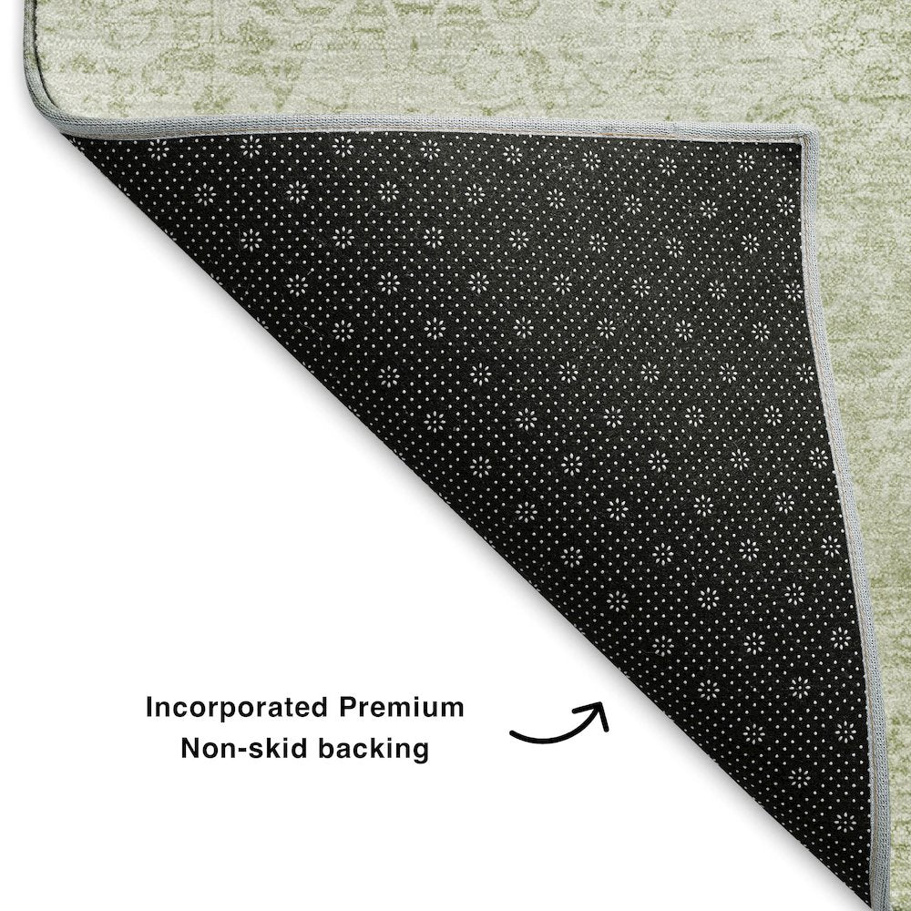 Premium Machine Washable Mayfield AMF1763 Green 8' x 8' Round Rug