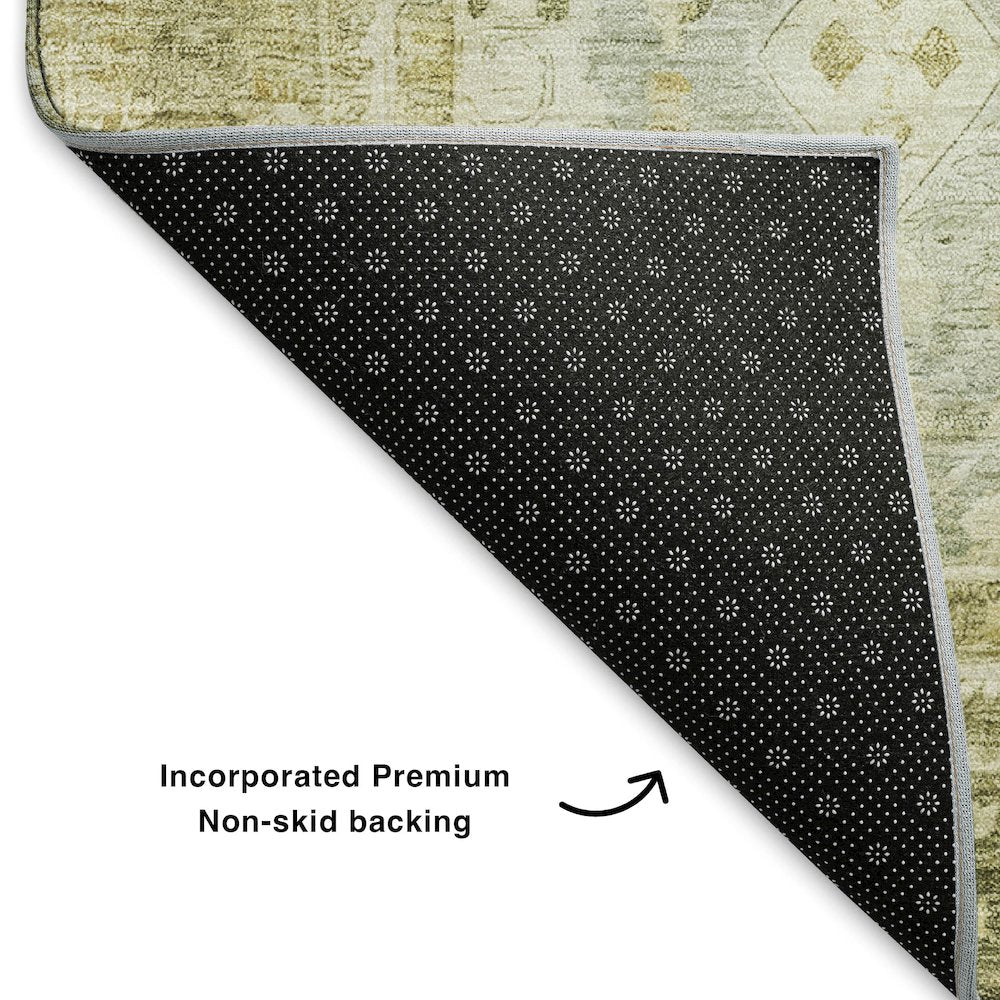Premium Machine Washable Mayfield AMF1772 Green 8' x 8' Round Rug