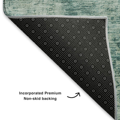 Premium Machine Washable Mayfield AMF1773 Teal 8' x 8' Round Rug