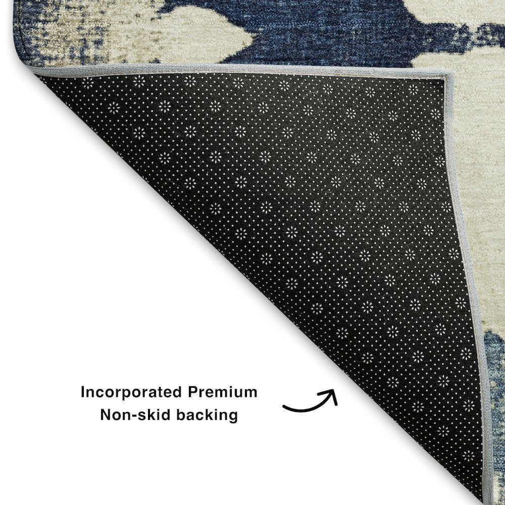 Premium Machine Washable Mayfield AMF1802 Blue 8' x 8' Round Rug