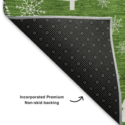 Premium Machine Washable Mayfield AMF1815 Green 3' x 5' Rug