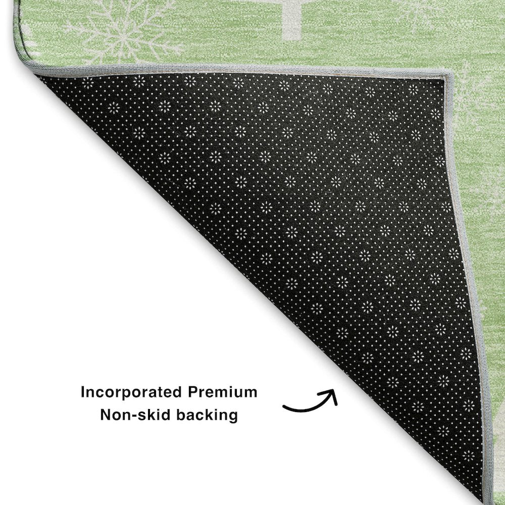 Premium Machine Washable Mayfield AMF1815 Green 2'3" x 7'6" Runner Rug