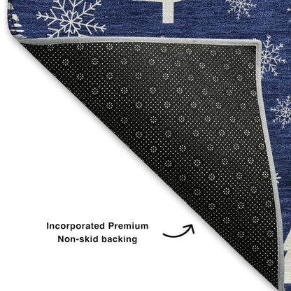 Premium Machine Washable Mayfield AMF1815 Blue 2'3" x 7'6" Runner Rug