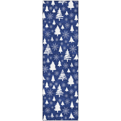 Premium Machine Washable Mayfield AMF1815 Blue 2'3" x 7'6" Runner Rug