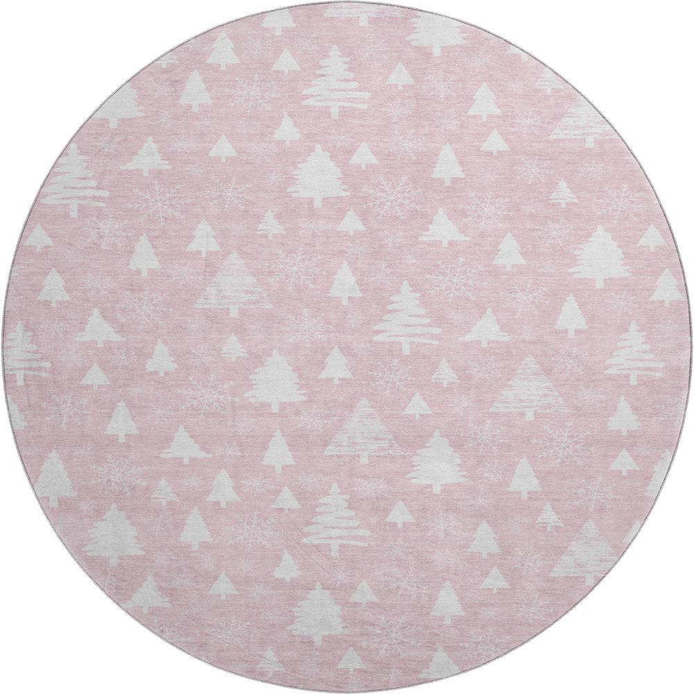 Premium Machine Washable Mayfield AMF1815 Pink 8' x 8' Round Rug