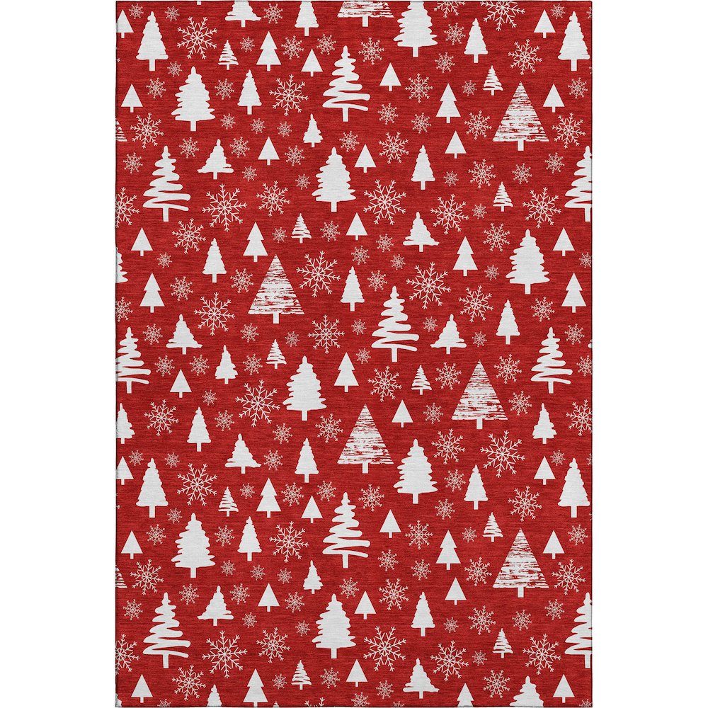 Premium Machine Washable Mayfield AMF1815 Red 3' x 5' Rug