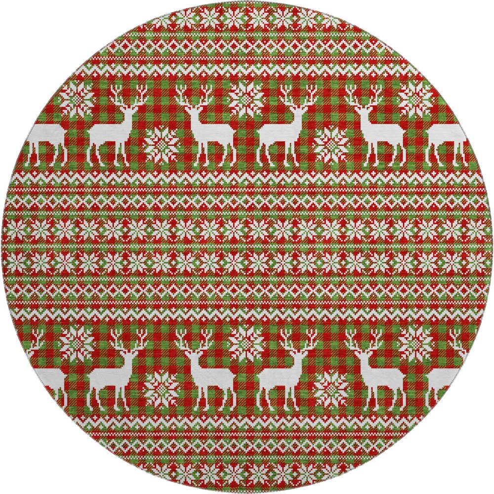 Premium Machine Washable Mayfield AMF1820 Green 8' x 8' Round Rug