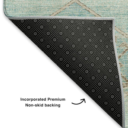 Premium Machine Washable Mayfield AMF1857 Teal 8' x 8' Round Rug