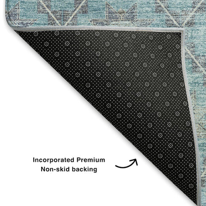 Premium Machine Washable Mayfield AMF1858 Teal 8' x 8' Round Rug