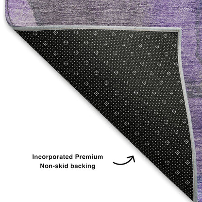 Premium Machine Washable Mayfield AMF1864 Purple 8' x 8' Round Rug