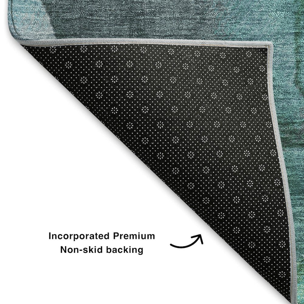 Premium Machine Washable Mayfield AMF1864 Teal 8' x 8' Round Rug