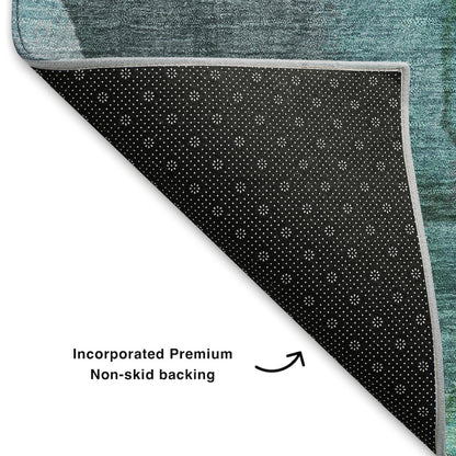 Premium Machine Washable Mayfield AMF1864 Teal 8' x 8' Round Rug