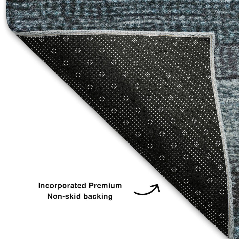 Premium Machine Washable Mayfield AMF1865 Teal 8' x 8' Round Rug