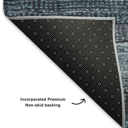 Premium Machine Washable Mayfield AMF1865 Teal 8' x 8' Round Rug