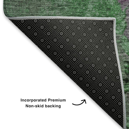 Premium Machine Washable Mayfield AMF1870 Green 2'3" x 7'6" Runner Rug