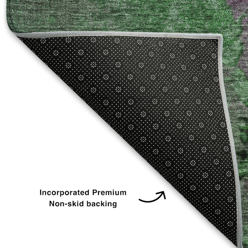 Premium Machine Washable Mayfield AMF1870 Green 5' x 7'6" Rug