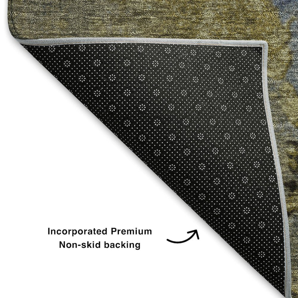 Premium Machine Washable Mayfield AMF1870 Brown 8' x 8' Round Rug