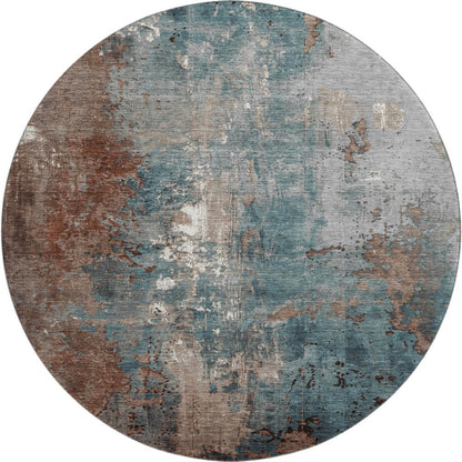 Premium Machine Washable Mayfield AMF1870 Orange 8' x 8' Round Rug