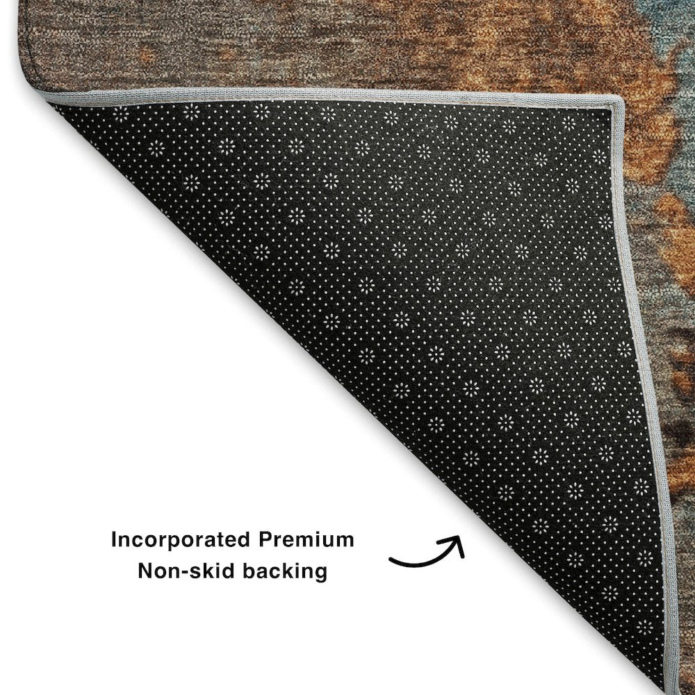 Premium Machine Washable Mayfield AMF1870 Teal 8' x 8' Round Rug