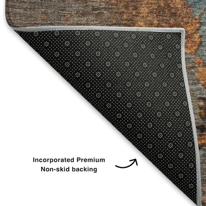 Premium Machine Washable Mayfield AMF1870 Teal 8' x 8' Round Rug