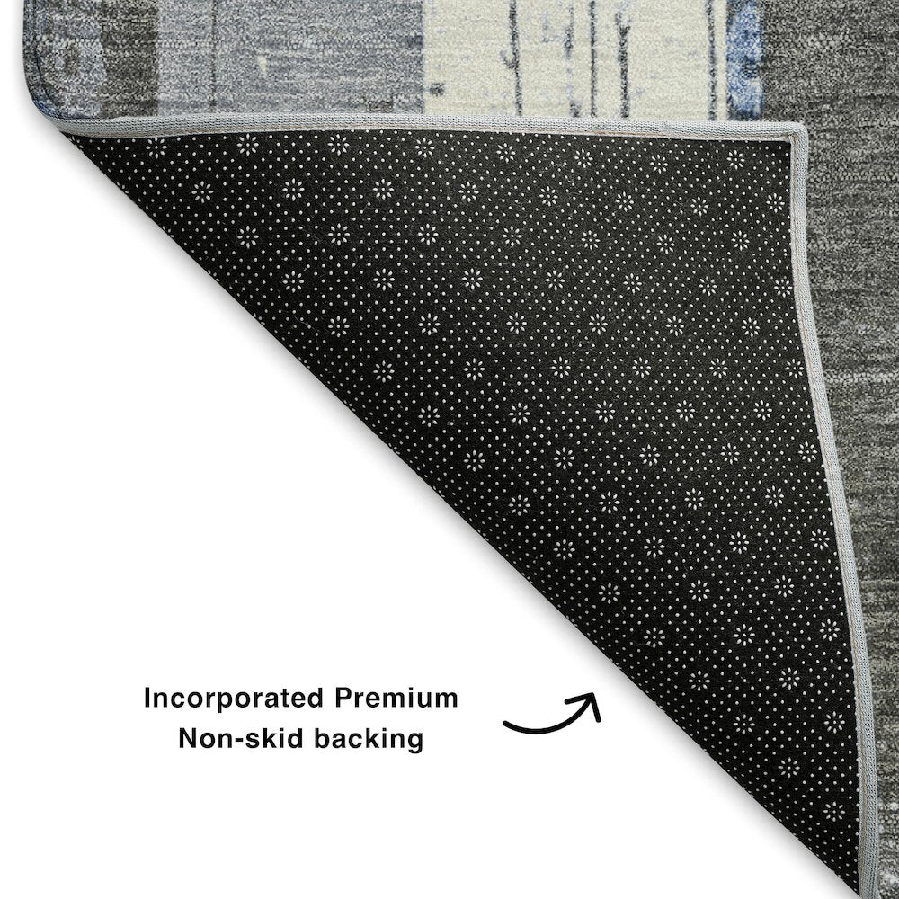 Premium Machine Washable Mayfield AMF1872 Blue 8' x 8' Round Rug