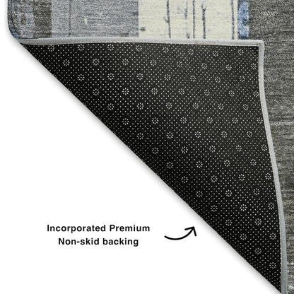 Premium Machine Washable Mayfield AMF1872 Blue 8' x 8' Round Rug