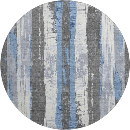 Premium Machine Washable Mayfield AMF1872 Blue 8' x 8' Round Rug