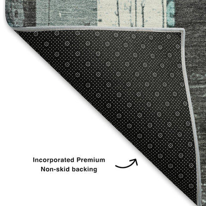 Premium Machine Washable Mayfield AMF1872 Teal 8' x 8' Round Rug