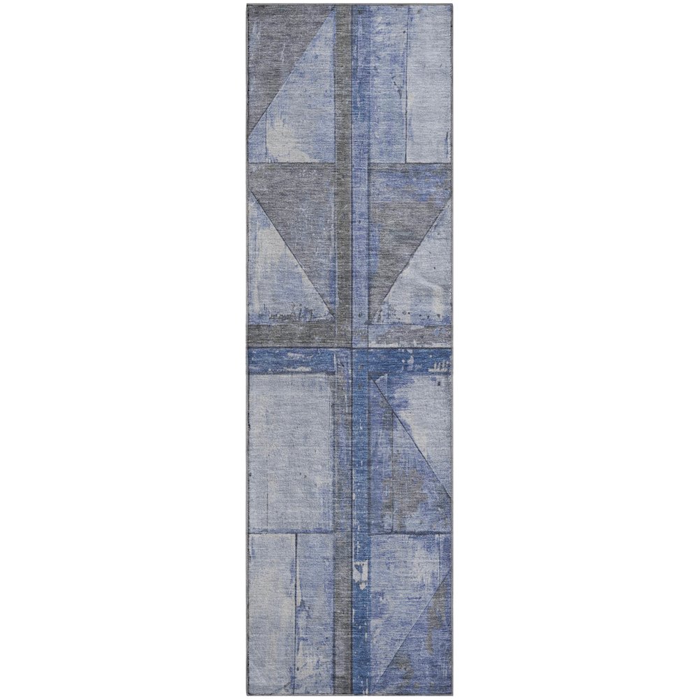Premium Machine Washable Mayfield AMF1876 Blue 2'3" x 7'6" Runner Rug