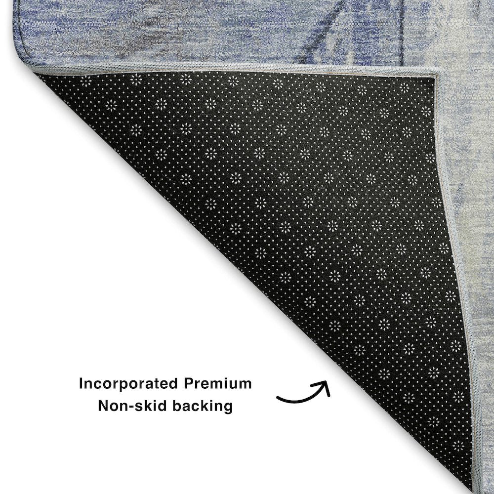 Premium Machine Washable Mayfield AMF1876 Blue 8' x 8' Round Rug