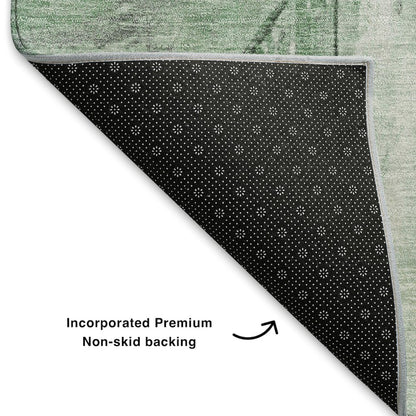 Premium Machine Washable Mayfield AMF1876 Green 8' x 8' Round Rug