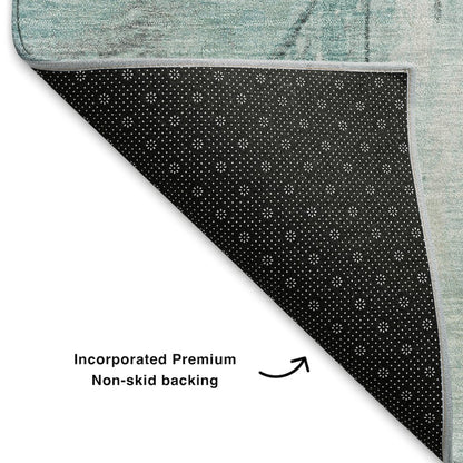 Premium Machine Washable Mayfield AMF1876 Teal 3' x 5' Rug