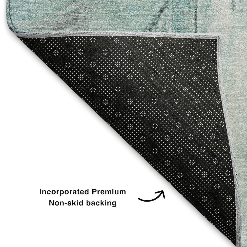 Premium Machine Washable Mayfield AMF1876 Teal 8' x 8' Round Rug