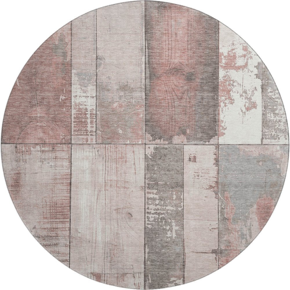 Premium Machine Washable Mayfield AMF1877 Orange 8' x 8' Round Rug