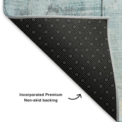 Premium Machine Washable Mayfield AMF1877 Teal 8' x 8' Round Rug
