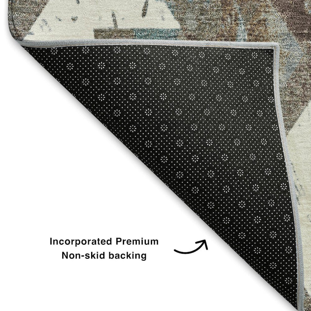 Premium Machine Washable Mayfield AMF1879 Brown 8' x 8' Round Rug