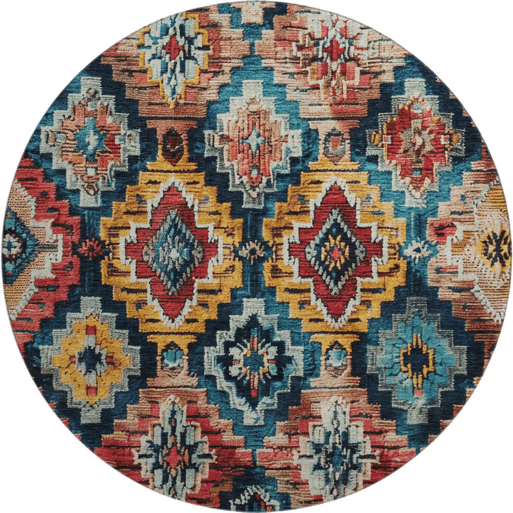 Premium Machine Washable Mayfield AMF1891 Orange 8' x 8' Round Rug