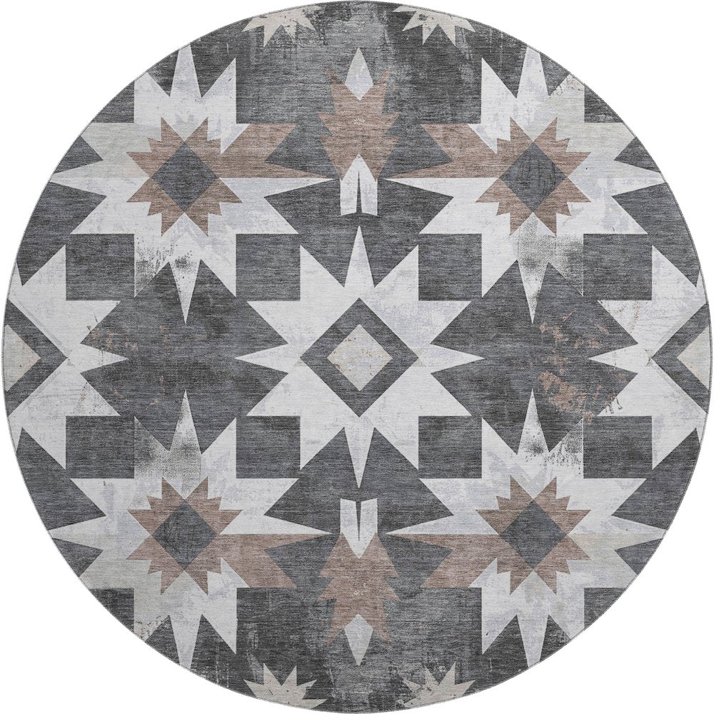 Premium Machine Washable Mayfield AMF1893 Gray 8' x 8' Round Rug