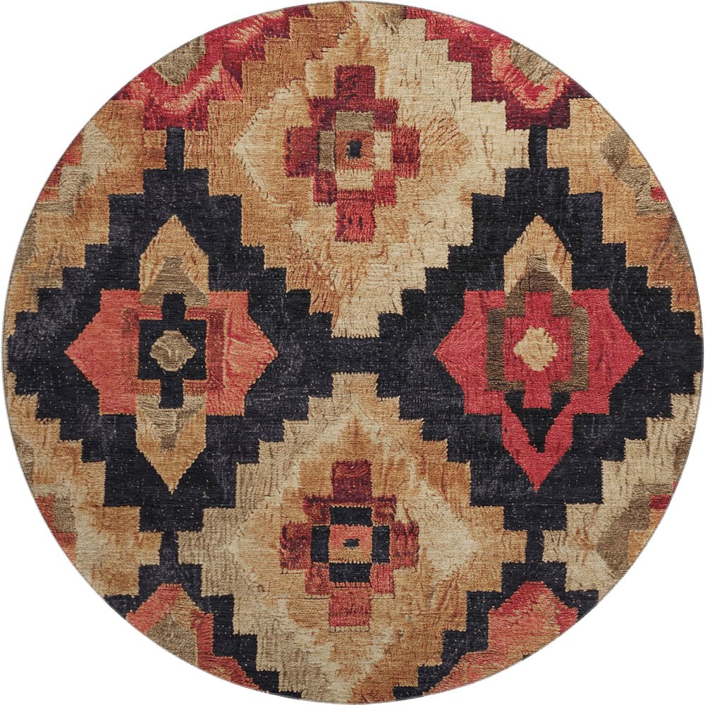 Premium Machine Washable Mayfield AMF1894 Orange 8' x 8' Round Rug