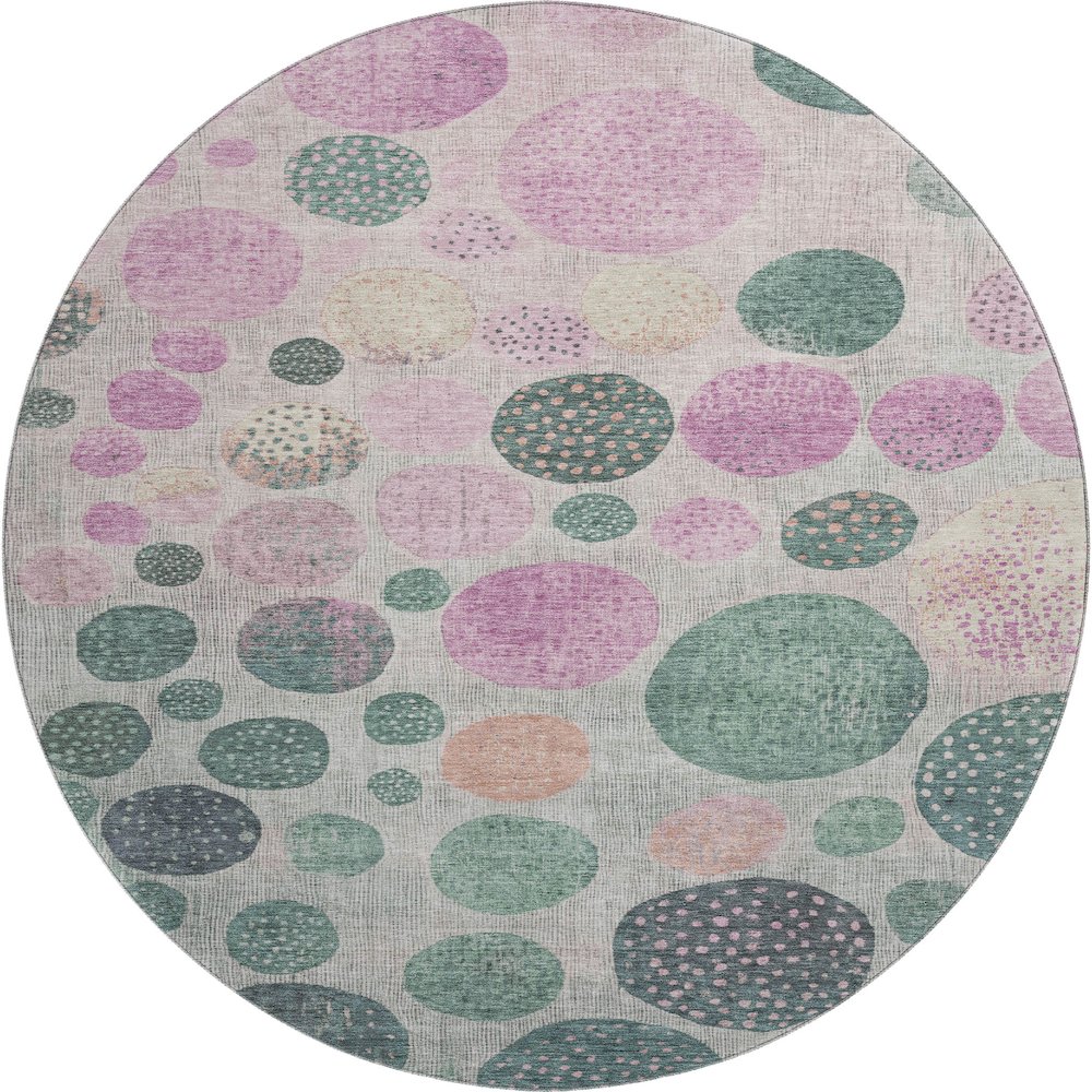 Premium Machine Washable Mayfield AMF1899 Green 8' x 8' Round Rug