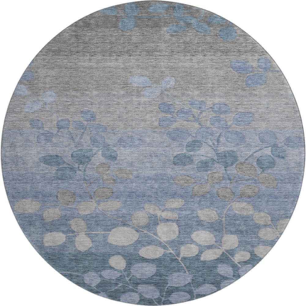 Premium Machine Washable Mayfield AMF1900 Blue 8' x 8' Round Rug