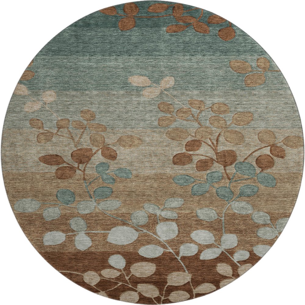 Premium Machine Washable Mayfield AMF1900 Brown 8' x 8' Round Rug