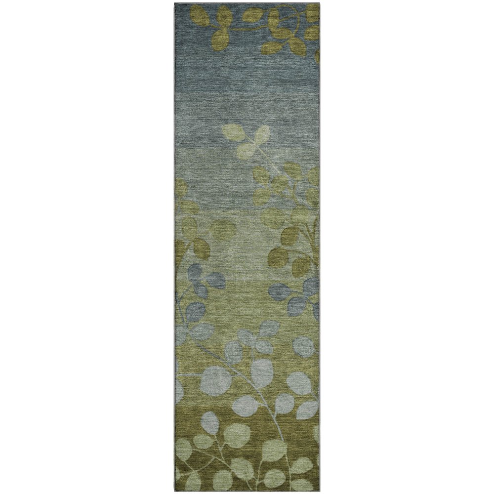 Premium Machine Washable Mayfield AMF1900 Green 2'3" x 7'6" Runner Rug