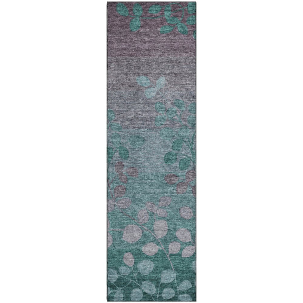 Premium Machine Washable Mayfield AMF1900 Teal 2'3" x 7'6" Runner Rug