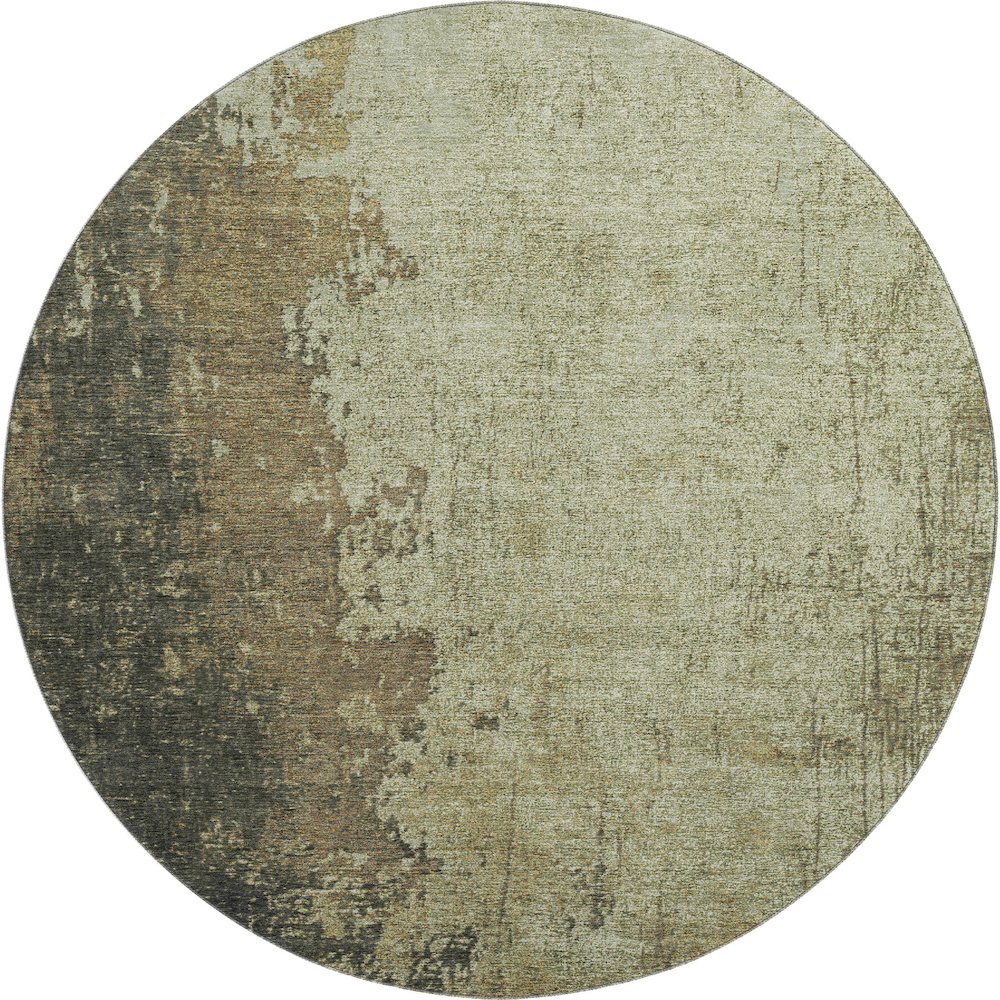 Premium Machine Washable Mayfield AMF1904 Green 8' x 8' Round Rug