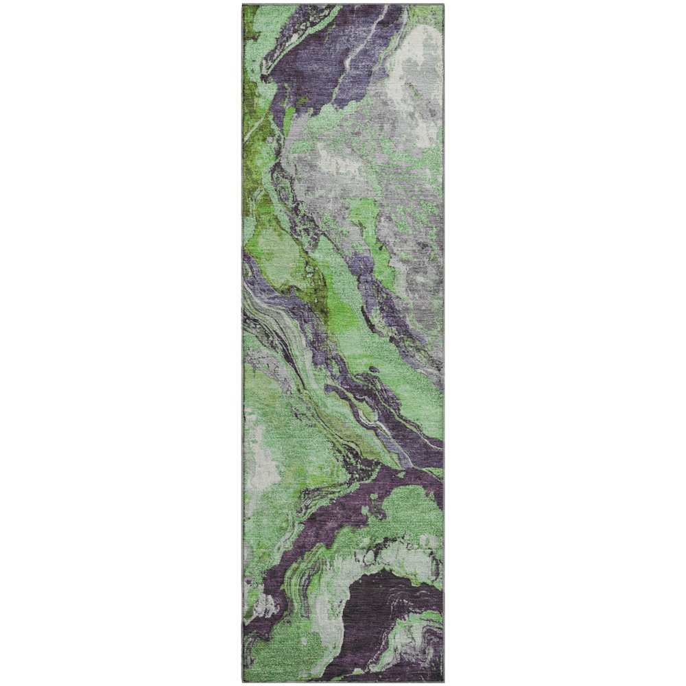 Premium Machine Washable Mayfield AMF1908 Green 2'3" x 7'6" Runner Rug