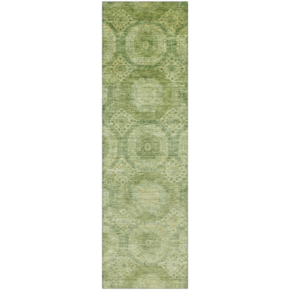 Premium Machine Washable Mayfield AMF1925 Green 2'3" x 7'6" Runner Rug