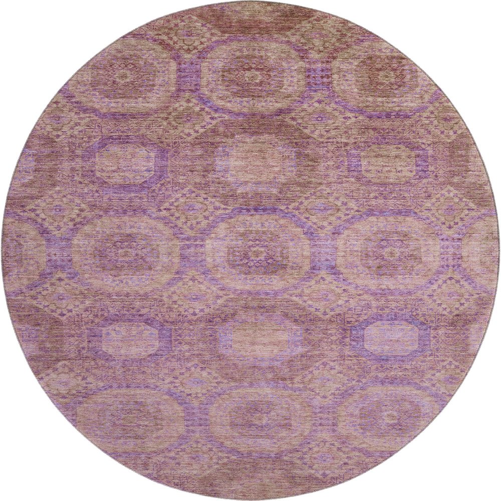 Premium Machine Washable Mayfield AMF1925 Pink 8' x 8' Round Rug