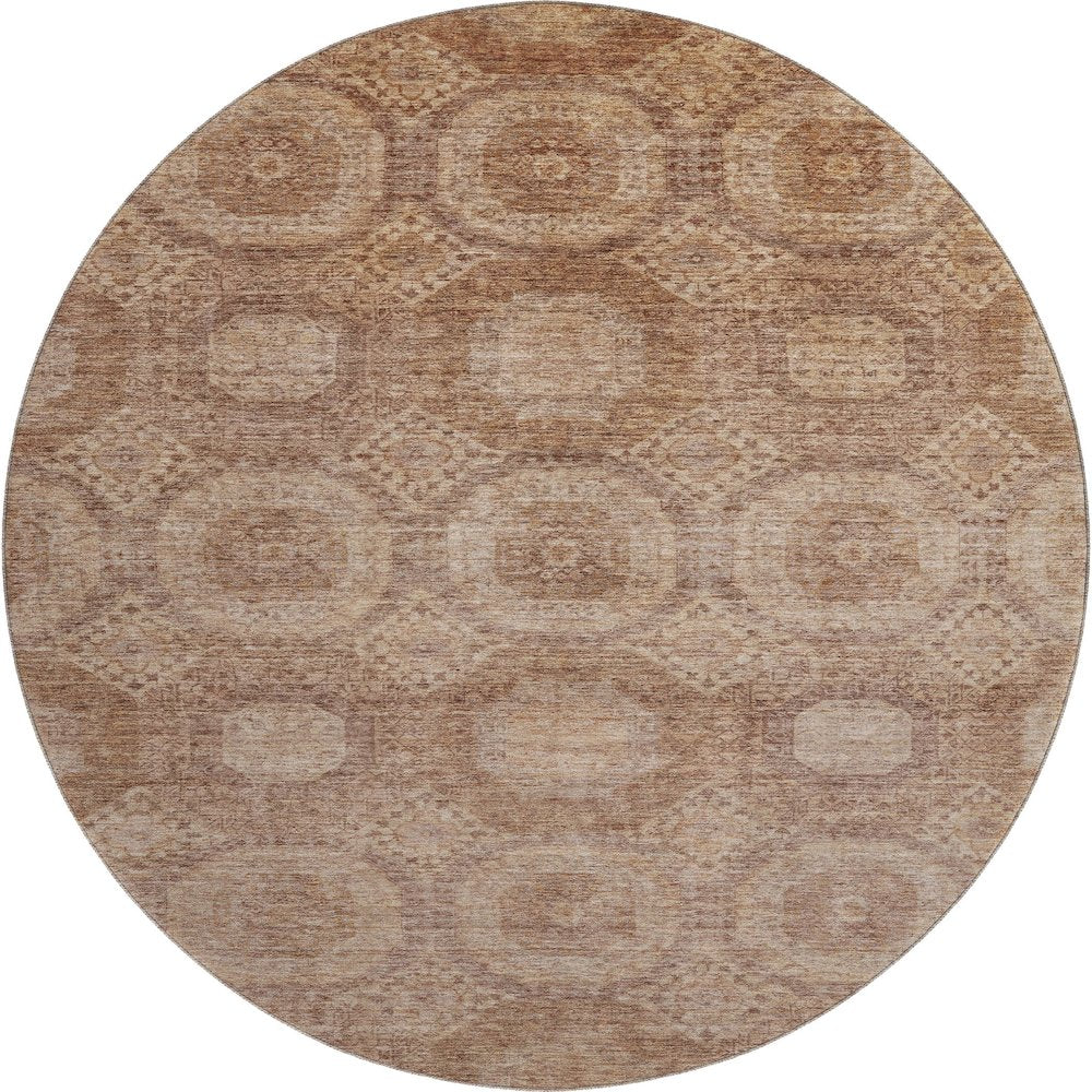 Premium Machine Washable Mayfield AMF1925 Orange 8' x 8' Round Rug